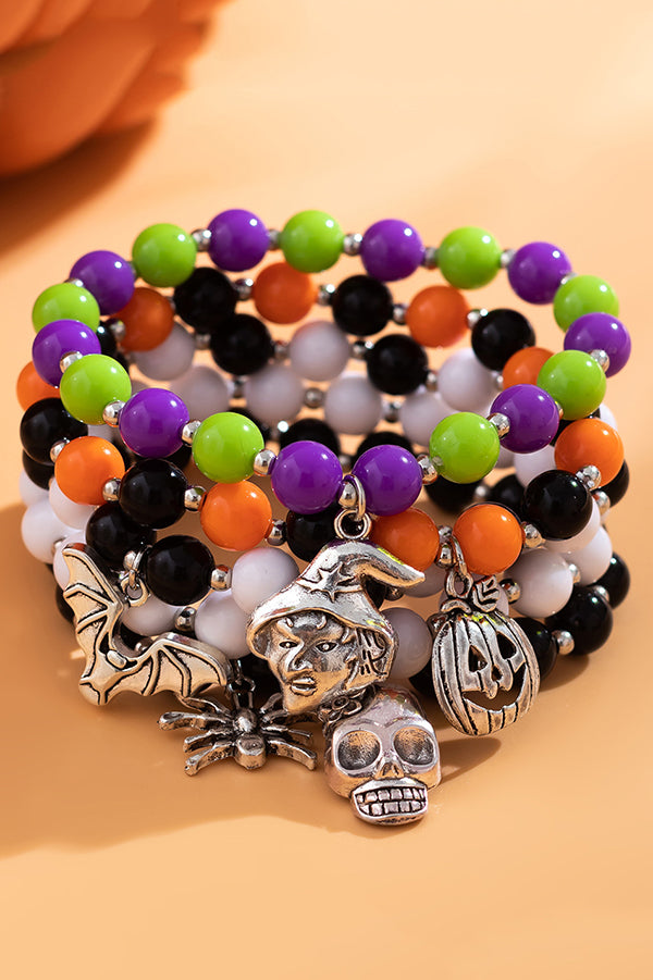 Halloween Colorful Beaded Skeleton Witch Bracelet