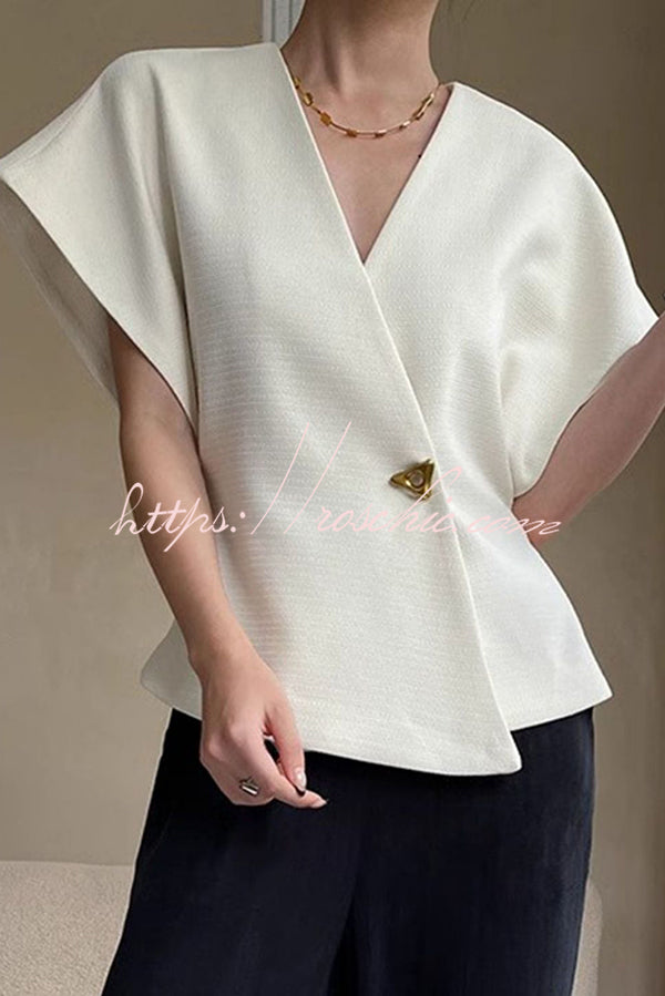 Fashion Button V-neck Asymmetrical Suit Vest