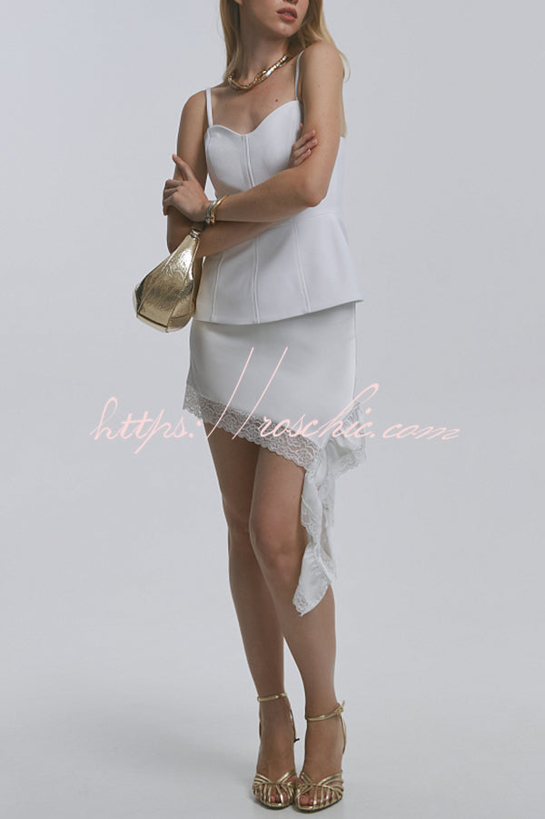 Fashionable Lace Asymmetrical Elegant Mini Skirt