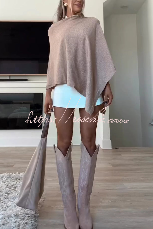 Women Cashmere Knit Shrug Bolero Side Button Detail Lightweight Shawl  Poncho