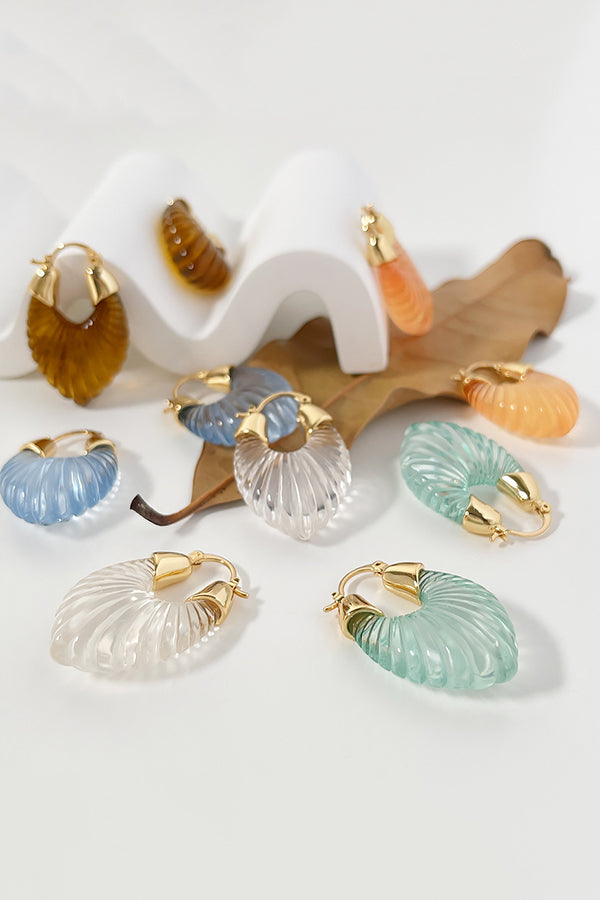 Fashion Candy-colored Glass-feel Striped Small Wing Earrings