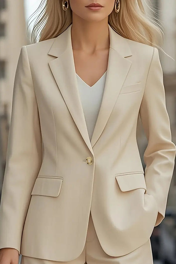 Solid Color Long-sleeved Lapel Loose-fitting Single-button Blazer