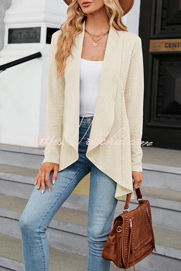 Long Sleeve Solid Color Ruffle Loose Cardigan