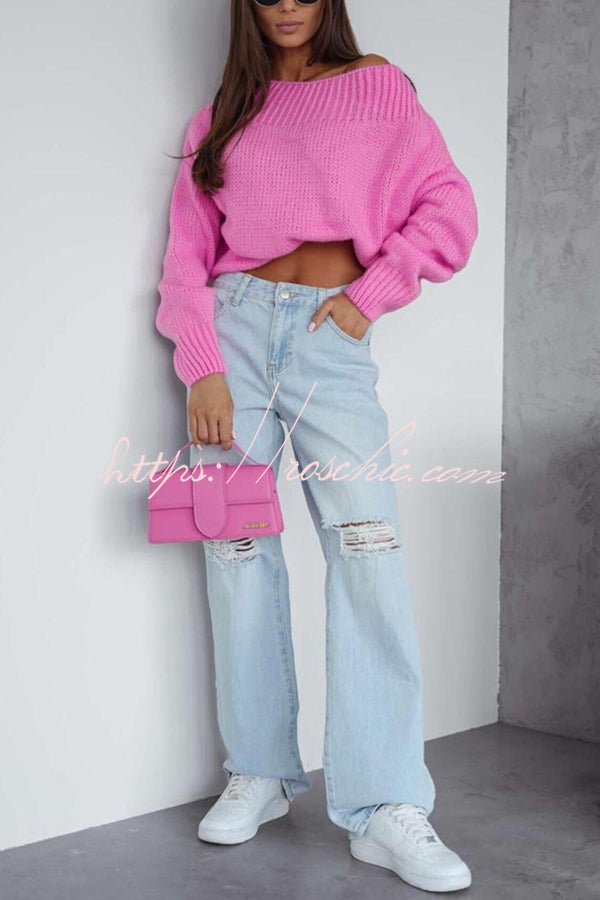 Solid Color Long-sleeved Round Neck Loose Knitted Sweater