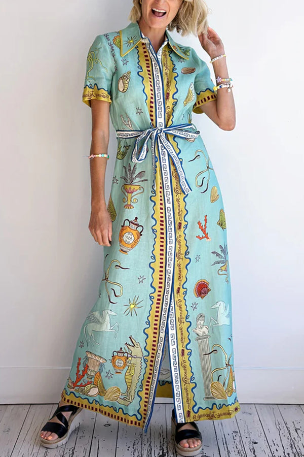 Women's Long Dress Maxi Dress Cotton Linen Dresses Casual Dress Fashion Outdoor Party Holiday Regular Fit Tropical Short Sleeve Shirt Collar Blue Women's Long Dress Maxi Dress Cotton Linen Dresses Casual Dress Fashion Outdoor Party Holiday Regular Fit Tropical Short Sleeve Shirt Collar Blue