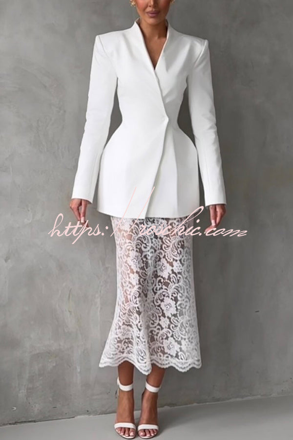 Timeless Moment Floral Lace High Rise Elastic Waist Midi Skirt