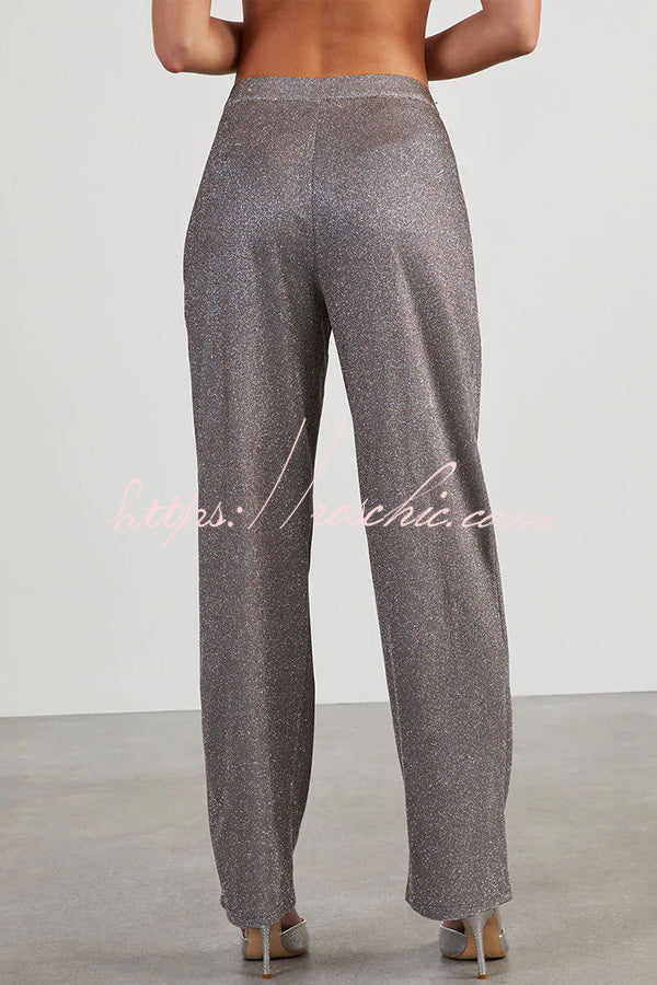 Jordyn Metallic Hidden Zip Button Pocket Pants