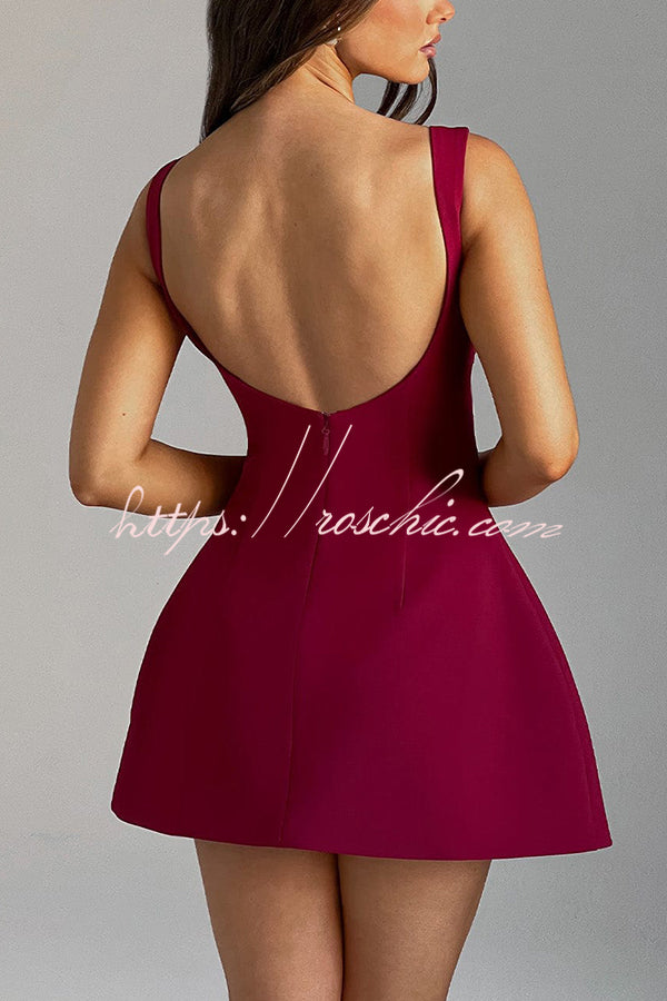 Cosmopolitan Chic High Neck Scoop Back Bubble-shaped Mini Dress