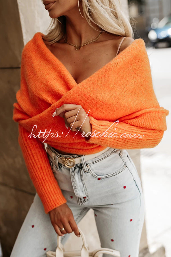 Warm in Two Ways Knit Off Shoulder Relaxed Poncho Sweater