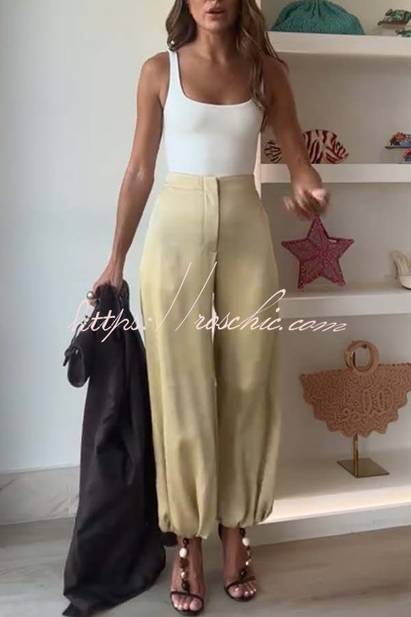 City Phantom Satin High Rise Pocket Aladdin Bloomers Pants