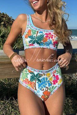 Tropical Sands Floral Unique Print Stretch Bikini Swimsuit