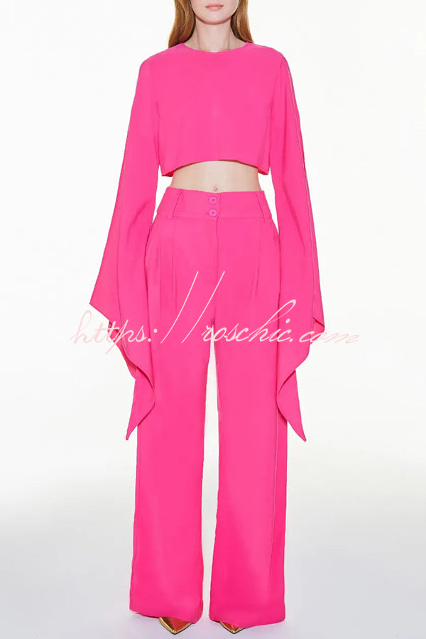 Adriano Double Button High Waist Pocketed Wide Leg Pants