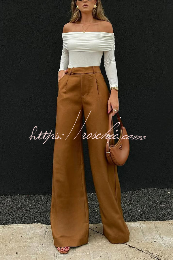 Solid Color Casual Pocket Loose Wide-leg Pants