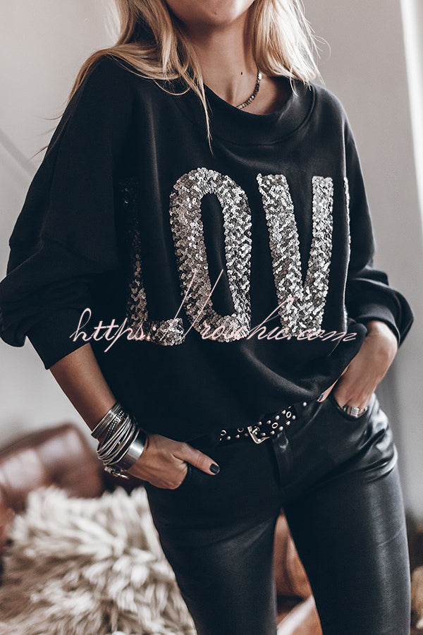 Lots of Love for You Sequin Loose Pullover Top