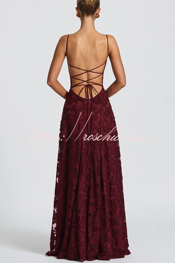 Francis Floral Burnout Jersey Fabric Cowl Neck Back Lace-up Maxi Dress –  roschic