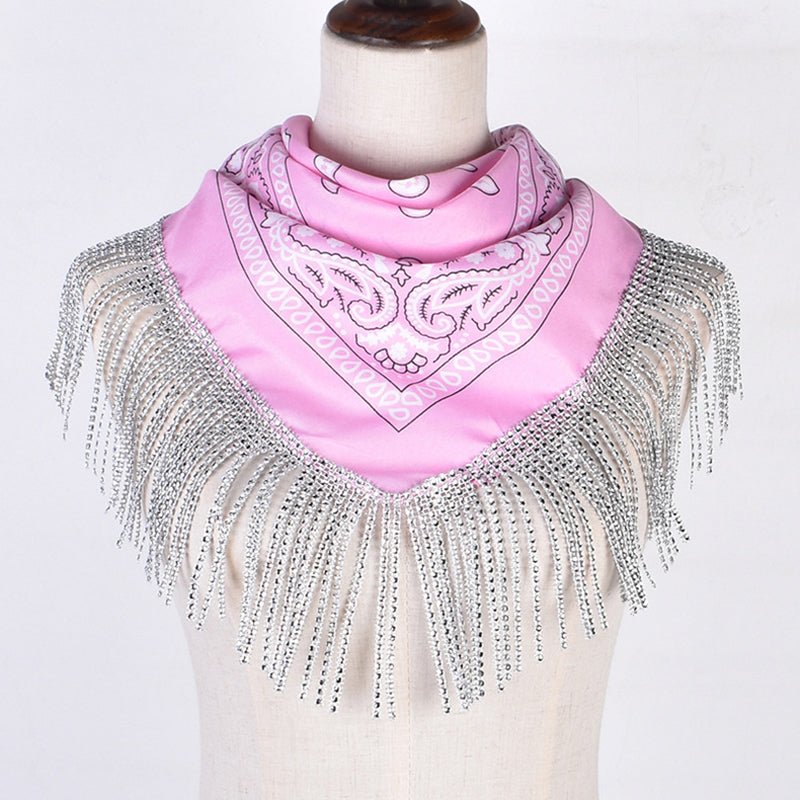 British Retro Diamond Tassel Square Scarf