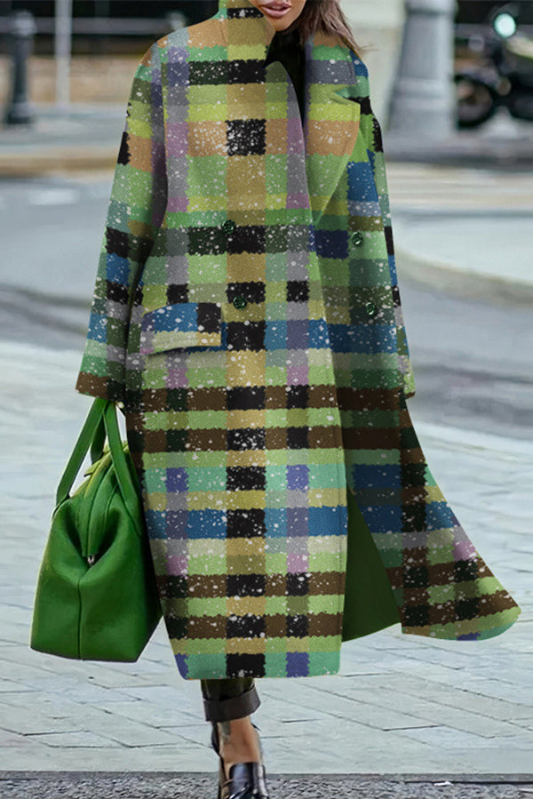 Solid Color Loose Lapel Long Sleeve Button Casual Long Coat