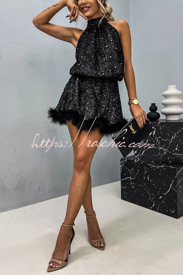 alondra sequin halter mini dress Windsor Luxe Satin and Sequin Halter Mini Dress at Hamilton Place in Chattanooga, TN