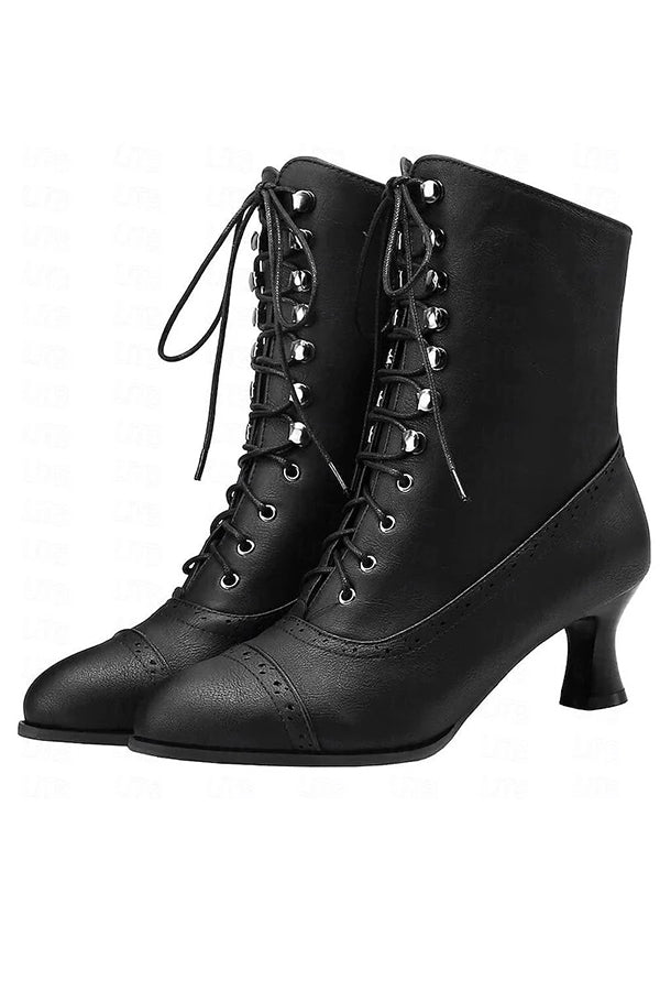 British Style Thick Heel Mid Calf Boots