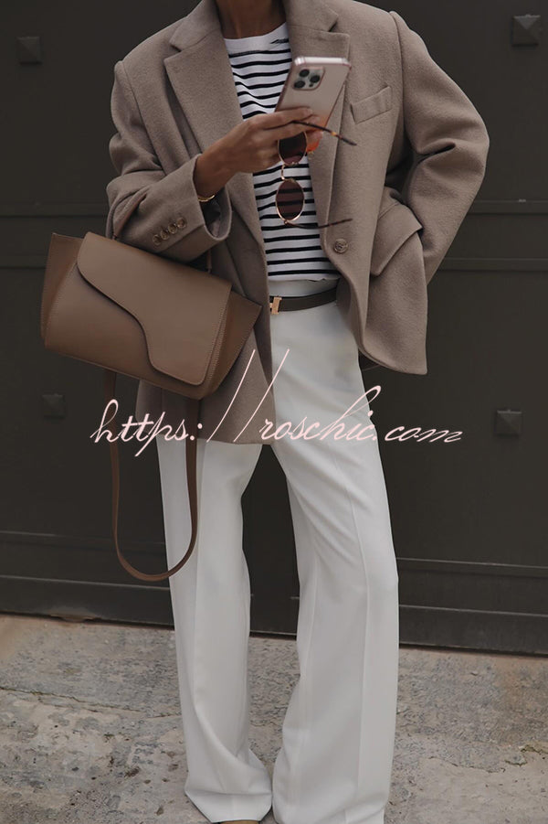 Solid Color Lapel Long Sleeve Loose Blazer