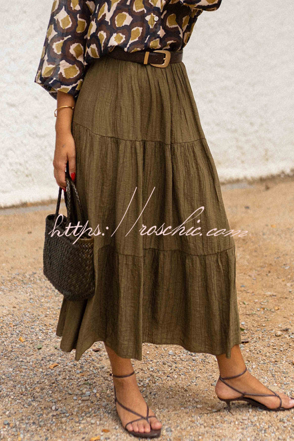 Solid Color Splicing Casual Vacation Maxi Skirt