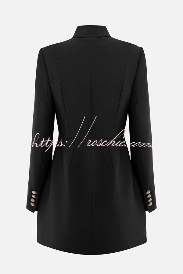 Elegant Long-sleeved Hollowed-out Button-down Slim-fit Mini Dress