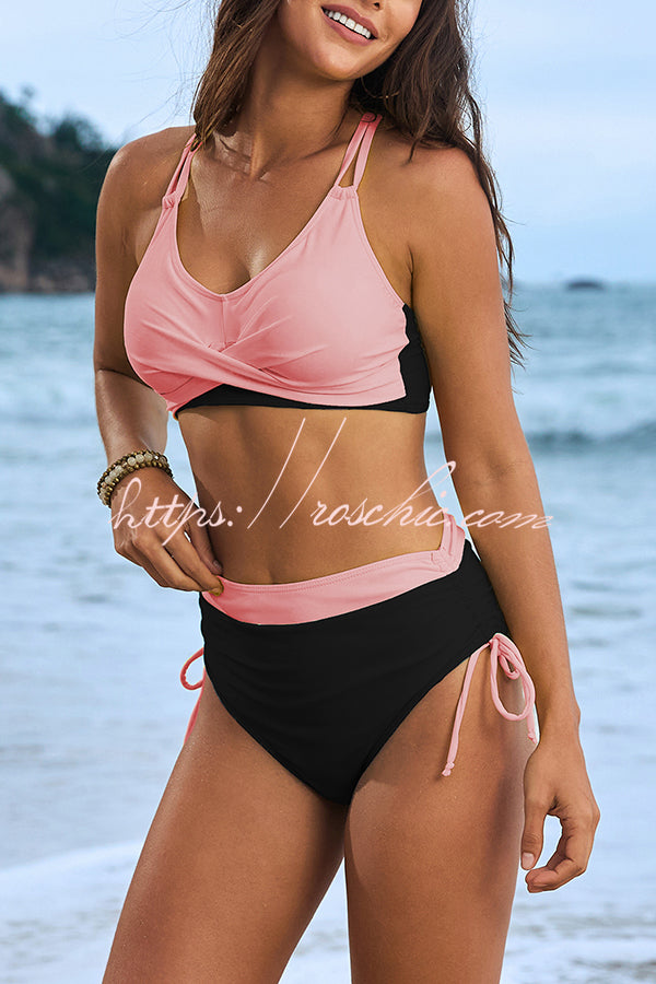 Fashionable High Waist Stretch Bikini Swimsuit