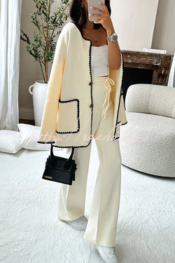 Marena Knit Drawstring Elastic Waist Wide Leg Pants