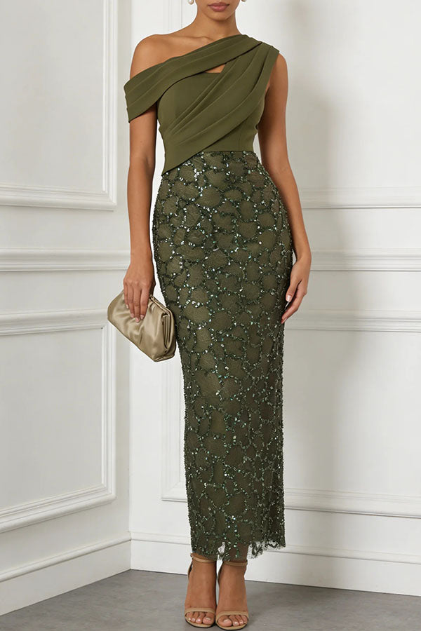one shoulder ruched irregular dress Dreamy Party Sequins Hem Maxi – roschic Talk To You Mini suitable for XXS sizes. MA269 Size:12 US (44 EU)