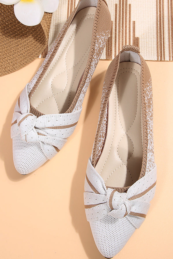 Fashionable Bow Colorblock Casual Flats