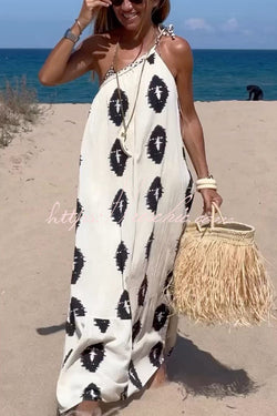 Plenty of Sunshine Ethnic Print One Shoulder Loose Maxi Dress