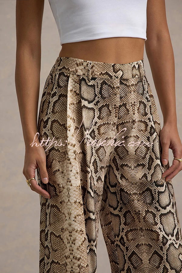 Hurley Ombre Snake Print Elastic Waist Pocketed Wide Leg Pants