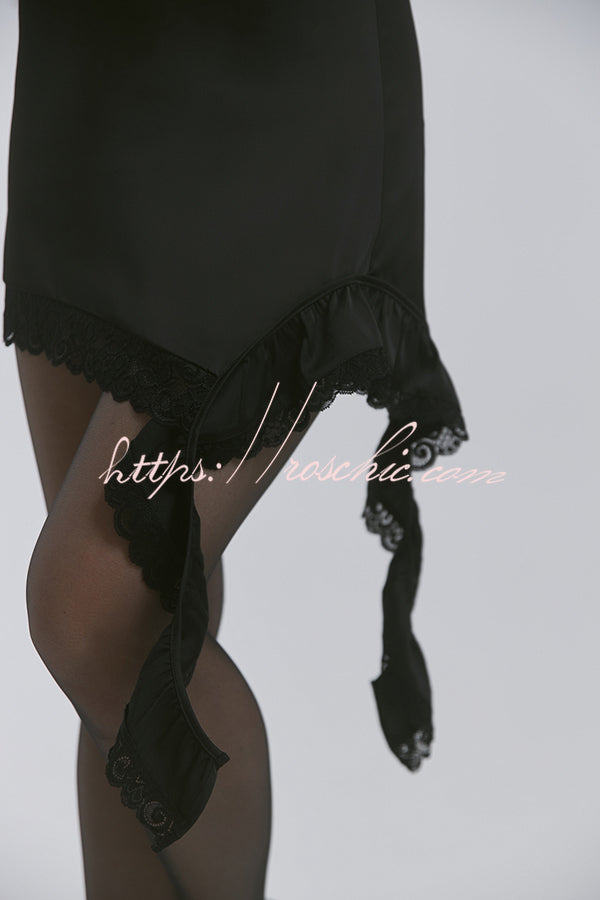 Fashionable Lace Asymmetrical Elegant Mini Skirt