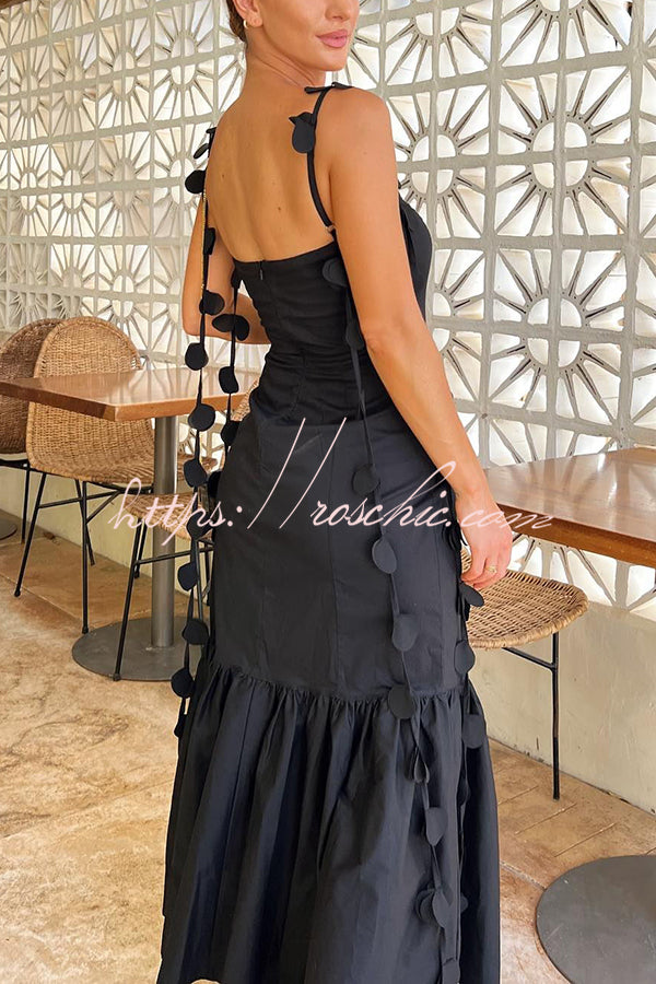 Romantic Getaway Round Decorative Draped Braid Fishtail Midi Dress