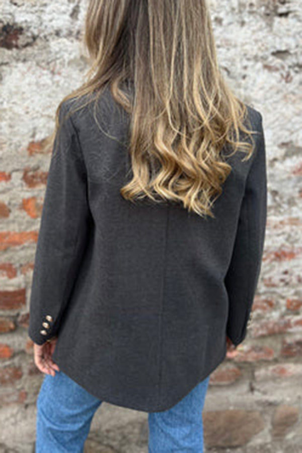 Solid Color Lapel Long Sleeve Loose Casual Blazer