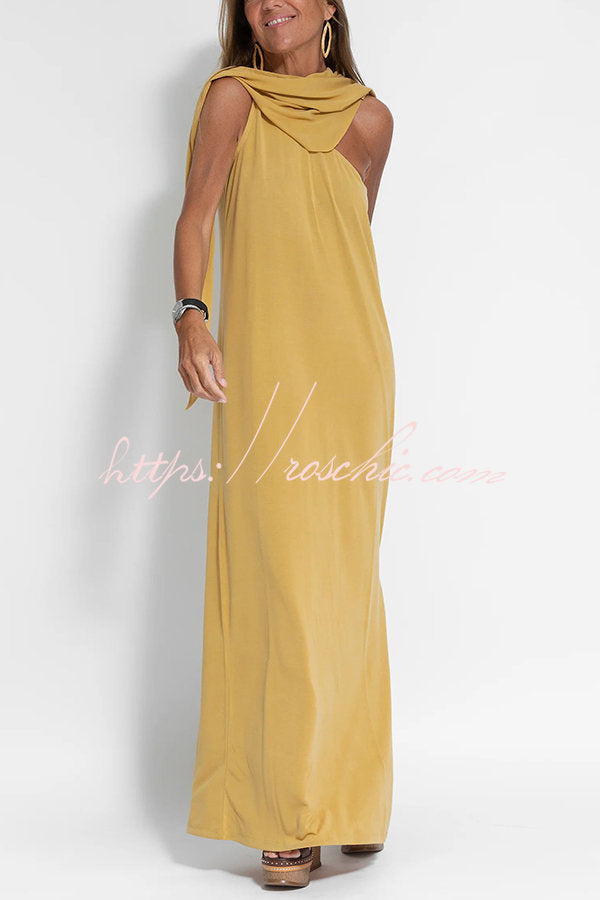 Flawless and Free One Shoulder Relaxed Slit Maxi Dress