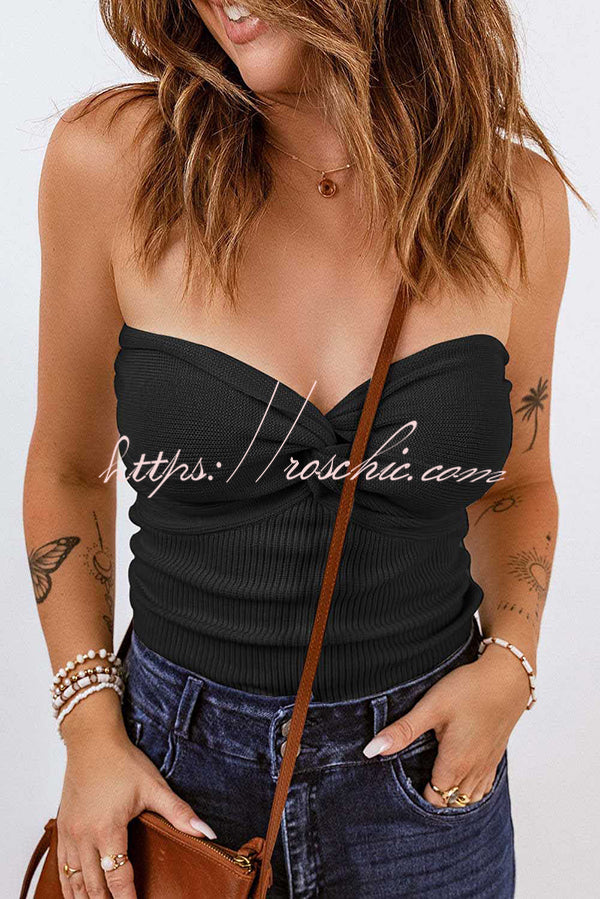 Sexy Tube Knit Ribbed Slim Backless Tank Top