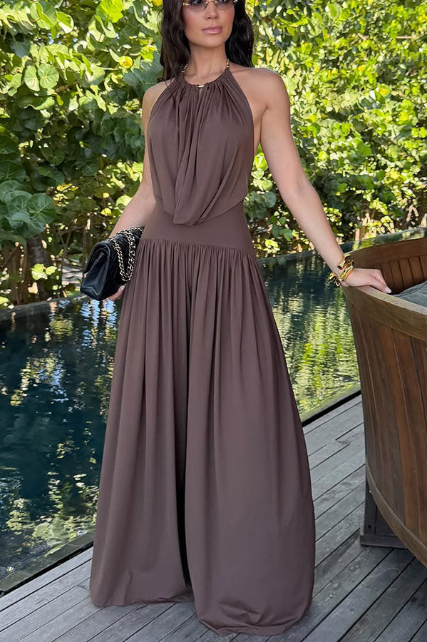 high elastic waist dress Carnation Elastic Waist Sleeveless Midi Dress