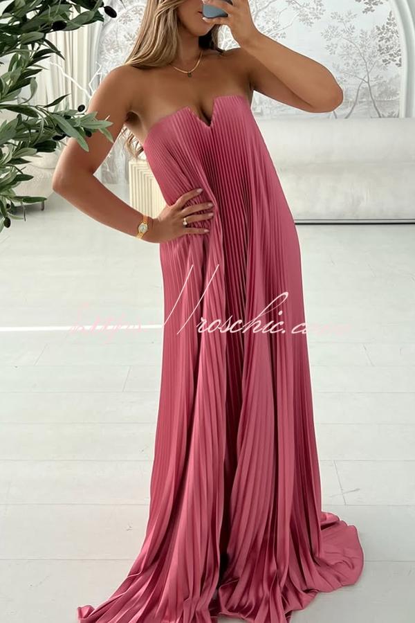 Darling Moment Satin Fabric Off Shoulder V-neck Asymmetric Hem A-line Maxi Dress