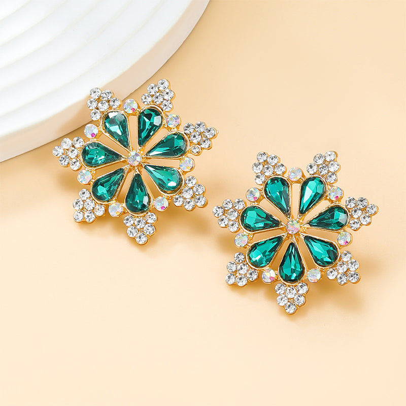 Exaggerated Diamond Flower Earrings