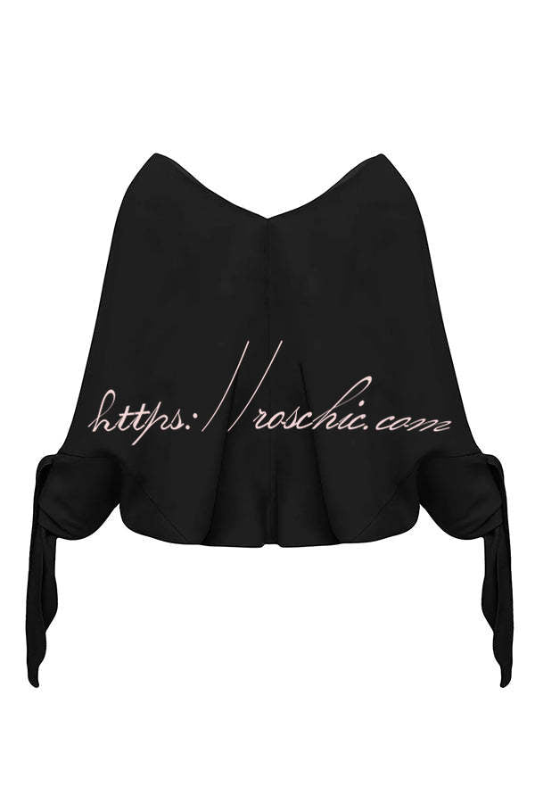 Joyful Bond Linen Blend V-neck Knotted Cuff Half Sleeve Loose Top