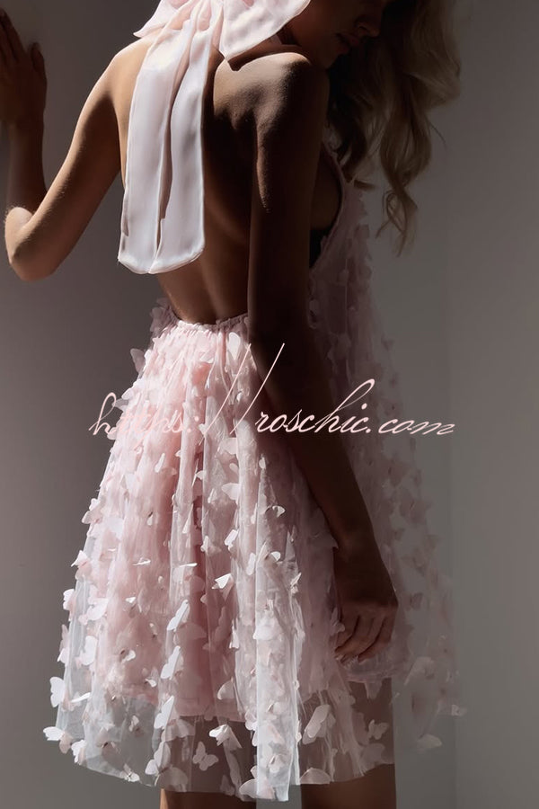Stylish Backless Bow Elegant Butterfly Loose Mini Dress