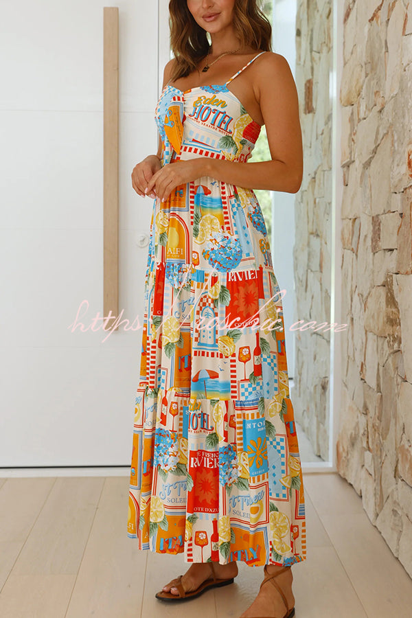 Radiant As Always Unique Print Front Tie-up Slip Maxi Dress