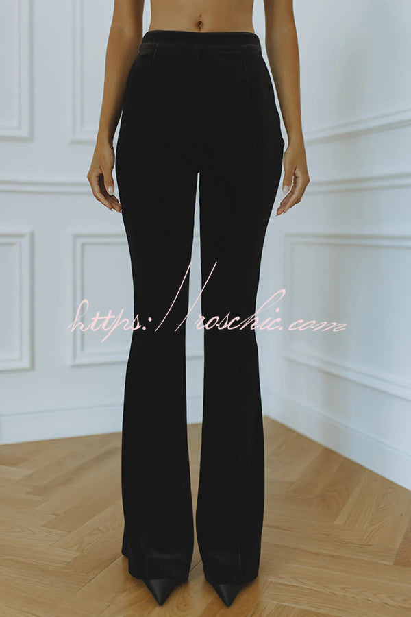 Delicate Daze Velvet High Rise Elastic Waist Flare Pants