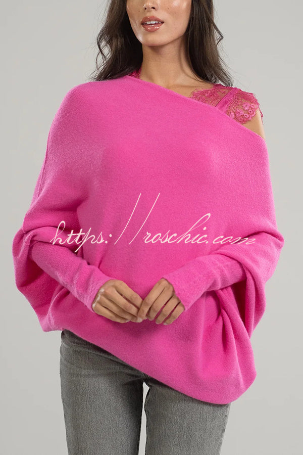 Solid Color Round Neck Long Sleeve Loose Knitted Sweater