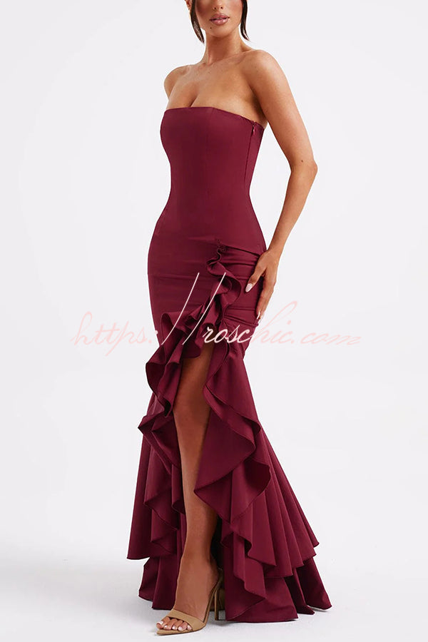 Sexy Off-shoulder Slim Fit Irregular Hem Maxi Dress – roschic