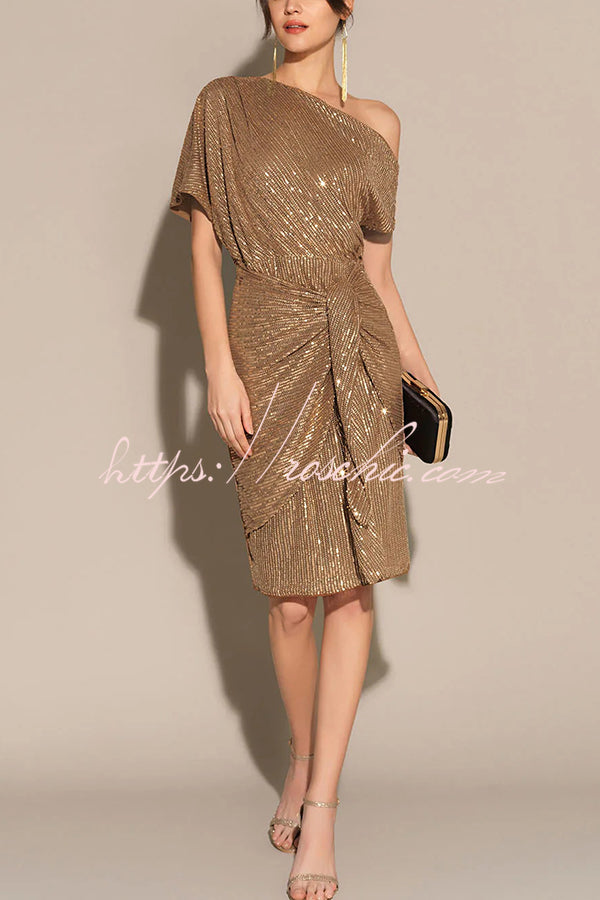 Solid Sequined Elegant Strappy Mini Dress