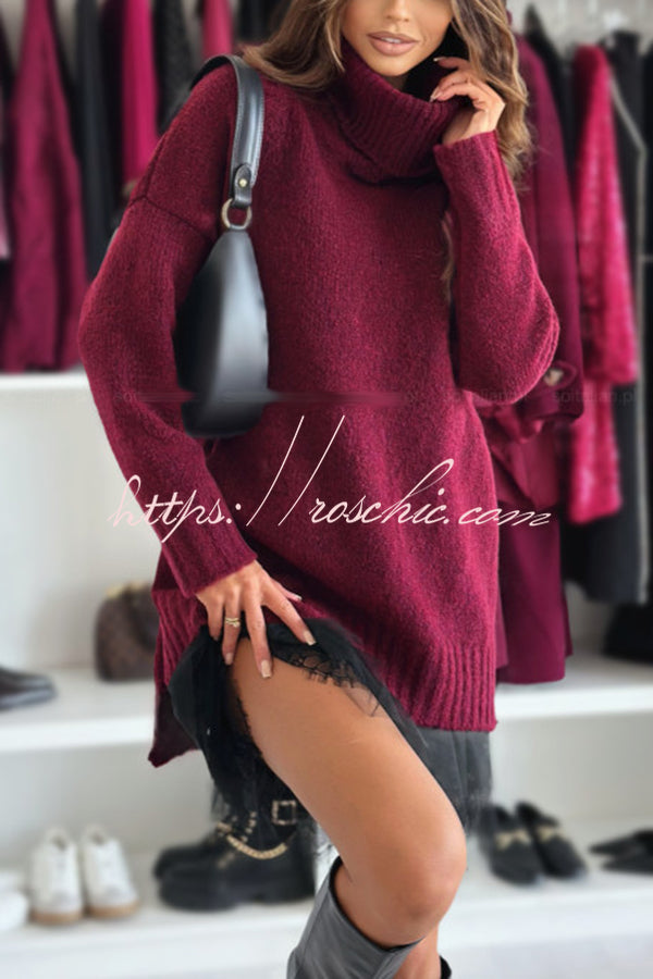 Breezy City Knit Turtleneck Long Sleeve Relaxed Sweater (Shipped Within 24 Hours)