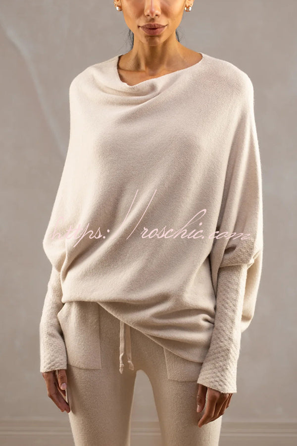 Solid Color Round Neck Long Sleeve Loose Knitted Sweater