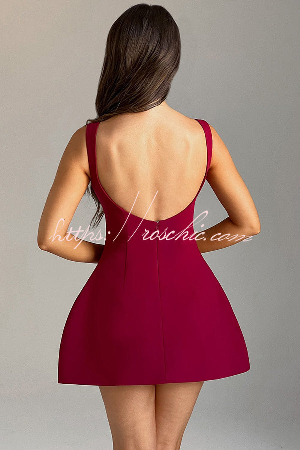 Cosmopolitan Chic High Neck Scoop Back Bubble-shaped Mini Dress